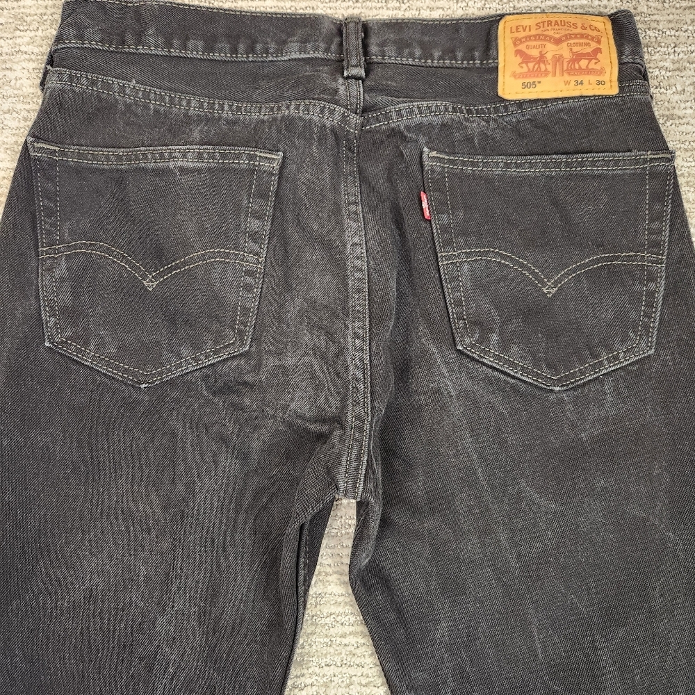 Levi's 505 Jeans Faded Black Mens 34x30 Straight Leg Denim Y2K 2000's